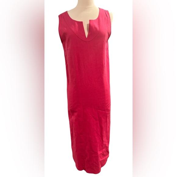 Coldwater Creek Vibrant Pink Linen-Blend Sleeveless Dress-size Med - Picture 6 of 8